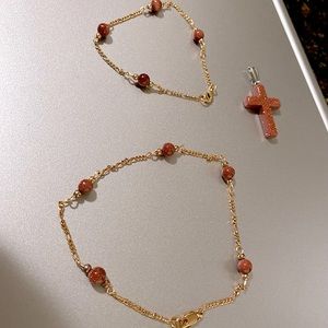✨Amber Anklet , Bracelet & Cross  Bundle ✨